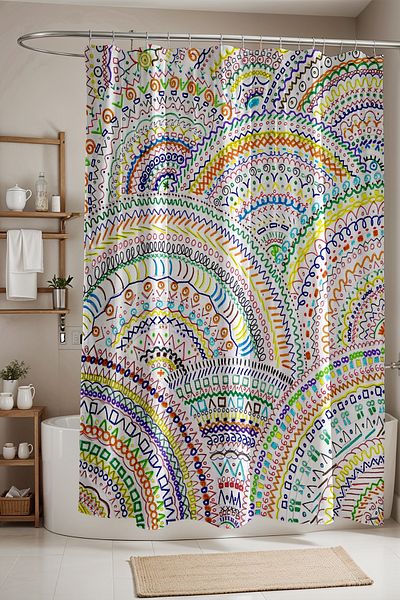 EVPANYA Κουρτίνα μπάνιου, Ethnic Watercolor Rainbows Pattern Κουρτίνα μπάνιου, Κουρτίνα μπανιέρας 175x200cm