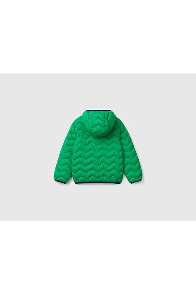 United Colors of Benetton Palton sezonier subțire din puf brodat cu logo verde pentru băieți