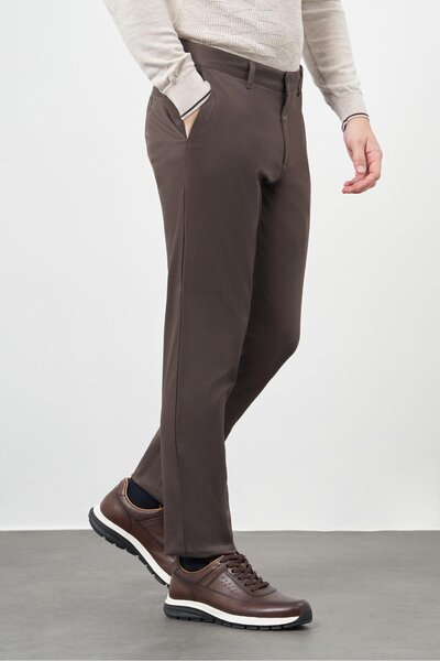 İmza Koyu Camel Pamuklu Yandan Cepli Casual Comfort Fit Chino Pantolon 1003245164