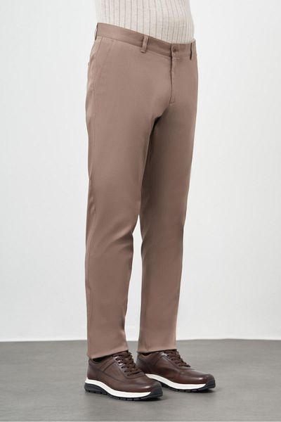 İmza Μπεζ βαμβακερή πλαϊνή τσέπη Casual Comfort Fit Chino παντελόνι 1003245164
