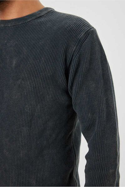 KAPTAN TRİKO Premium Cotton Antracite Color,Pale Effect Texture Special Paint, Half Oversized Men's Sweater