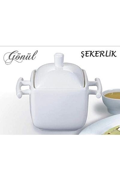 GÖNÜL Porcelain Sugar Bowl with Handle 14.5-9,5-12.5 Cm