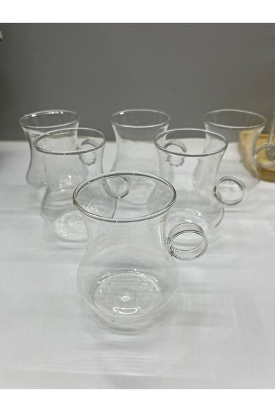MİMOZA PARK 6 Pieces of Arbitrary Ala Ring Shape Borosilicate 6-Piece Tea Cup