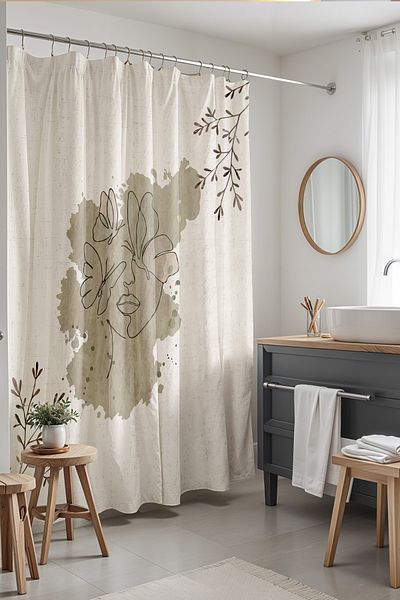 EVPANYA Bohemian Cream Γυναικεία και Πεταλούδες Κουρτίνα Μπάνιου - Κουρτίνα Μπανιέρας 175x200cm