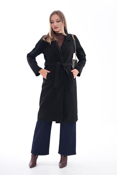 ŞİMAL Kadın Kuşaklı Astarsız Kaşe Kaban 245322 -