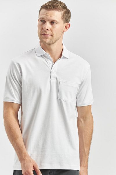 İmza Λευκό μπλουζάκι Suprem Polo Neck Classic Comfort Fit - Κοντό μανίκι, μασίφ 1011240192