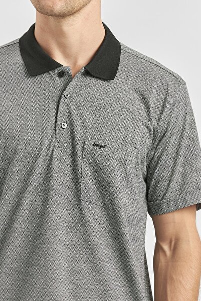 İmza Μπλουζάκι Polo Neck Jacquard Print - Κοντό μανίκι, Classic Comfort Fit, Μαύρο 1011240190