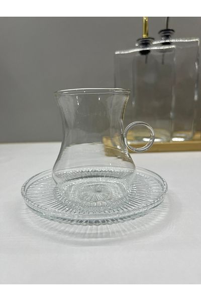 MİMOZA PARK 6 Pieces of Arbitrary Ala Ring Shape Borosilicate 6-Piece Tea Cup