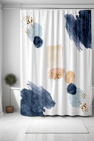 EVPANYA Perdele de baie cu motiv artistic geometric - model acuarela, perdea de cada 175x200cm