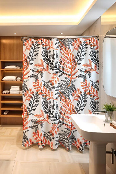 EVPANYA Занавіска для ванної кімнати, чорно-помаранчева занавіска для душу з ...