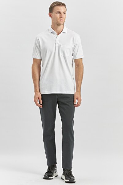 İmza Λευκό μπλουζάκι Suprem Polo Neck Classic Comfort Fit - Κοντό μανίκι, μασίφ 1011240192