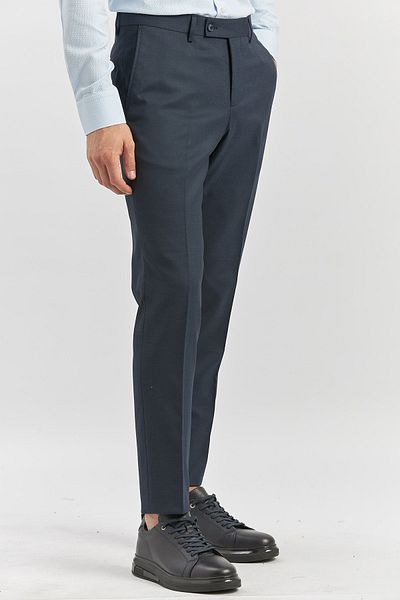 İmza Dark Navy Blue Stretchy Slim Fit Classic Trousers with Side Pockets 1003240165