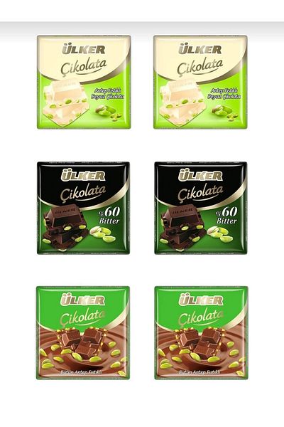Ülker Set of 6 Milk, White and Dark Pistachios
