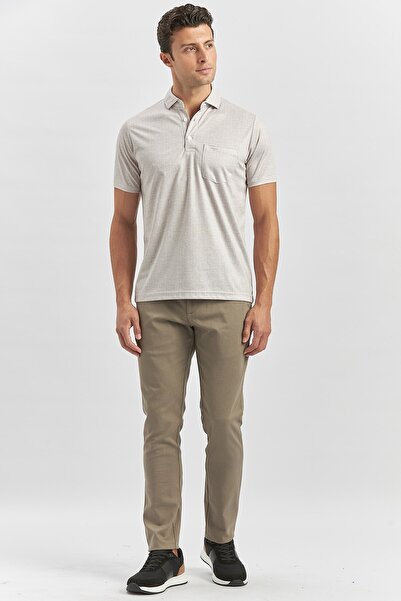 İmza Μπεζ μπλουζάκι Supreme Polo με λαιμόκοψη - Κοντό μανίκι, Classic Comfort Fit 1011240191