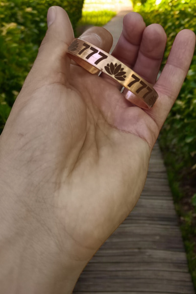 MGA DOĞAL TAŞ Pure Copper Bracelet Ancient Number Sekans 777 Luck Abundance W...
