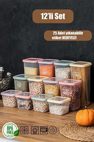 Porsima 1035 قوس قزح 12 قطعة مجموعة حاوية تخزين المواد الغذائية مع غطاء ملون ...