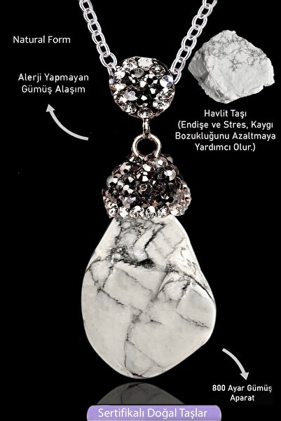 Erilsa قلادة من حجر الزركون المعتمد من حجر الهاويليت الخام