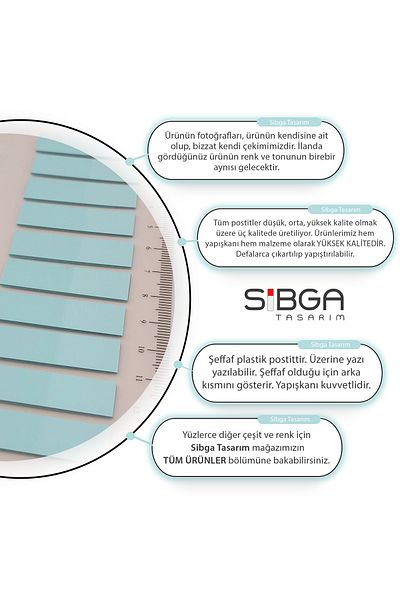 sibga tasarım Light Blue Transparent Postit - Bookmark Sticker Note Paper