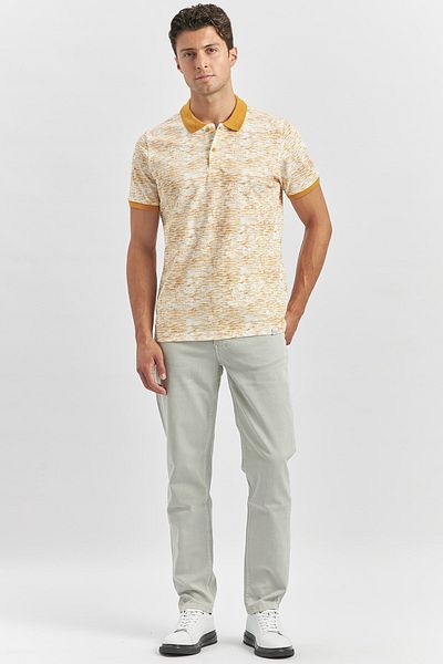 İmza Μπλουζάκι Pique Polo Neck Mustard Printed Casual Slim Fit T-shirt - 100% βαμβάκι 1011240157