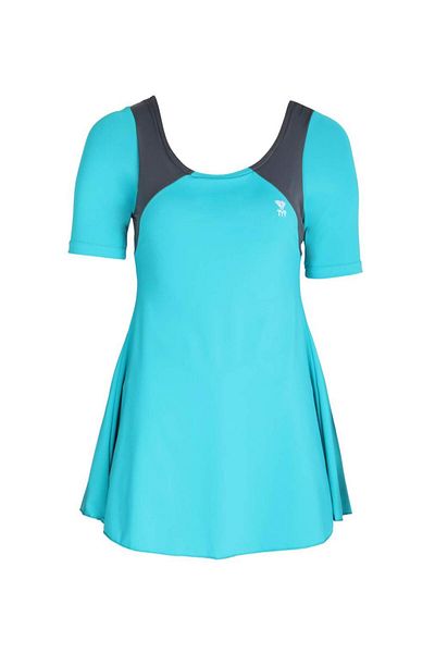 TYR Nylon Eco Solid Women Frocksuit with Half Sleeves, XL/38 (Grey)