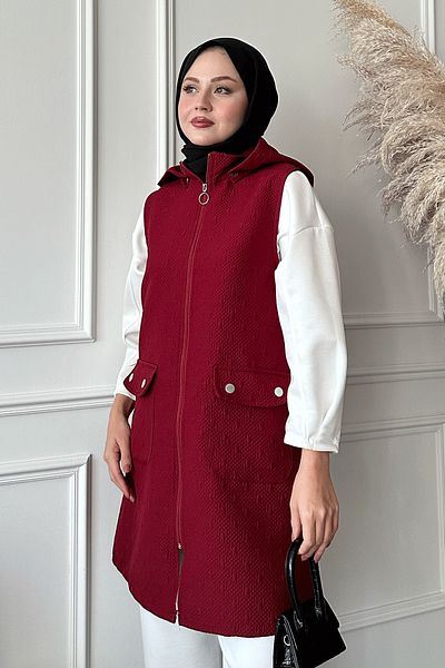 InStyle Vestă roșie Claret matlasată cu buzunare