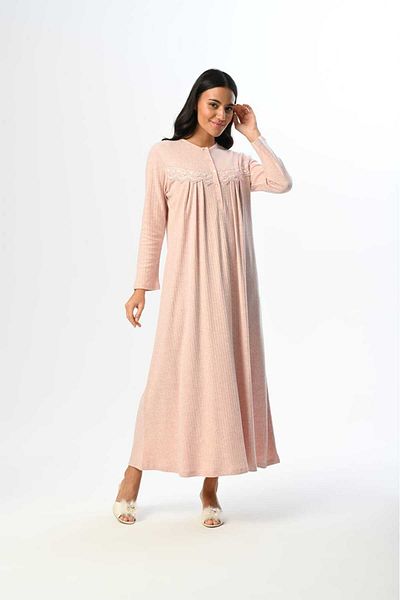 Marilyn Club Button Collar Long Sleeve Cotton Women's Nightgown (Suitable for Maternity)