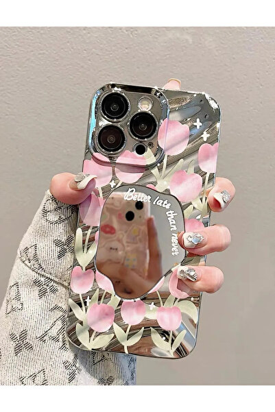 Noppax حافظة آيفون 16 برو ماكس فضية اللون بتصميم زهرة مرآة أنيقة وغطاء فاخر ع...