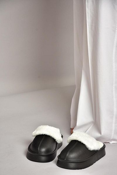 Fox Shoes T 918264209   Schwarze Plüsch-Damenhausschuhe