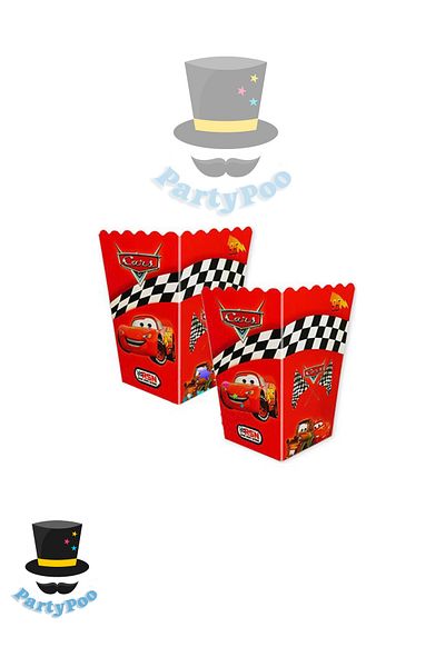 PartyPoo Cars-Cars Themed Corn Box 8 Pieces |   Party Decoration and Snack Box