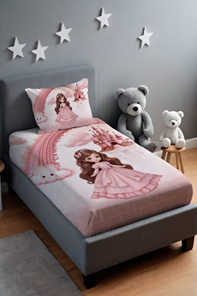 EVPANYA Kayan Bulutlu Prenses Desenli Yatak Örtüsü ve Yastık Kılıfı