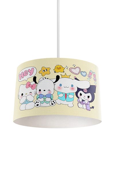 dekomingo Yellow Horizontal Sanrio Patterned Baby and Children's Room Pendant Chandelier