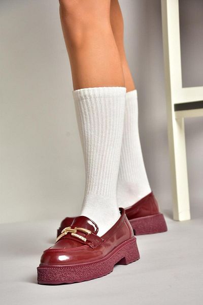 Fox Shoes T 996198408   Burgundy Lackleder dicke Sohle Loafer Damenschuhe