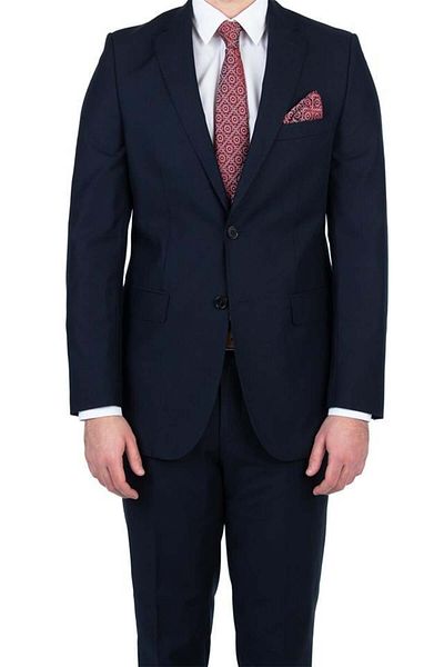 İmza Costum cu croială relaxată în gabardină albastru bleumarin, căptușit cu 4 picături, cu guler mono1001220009
