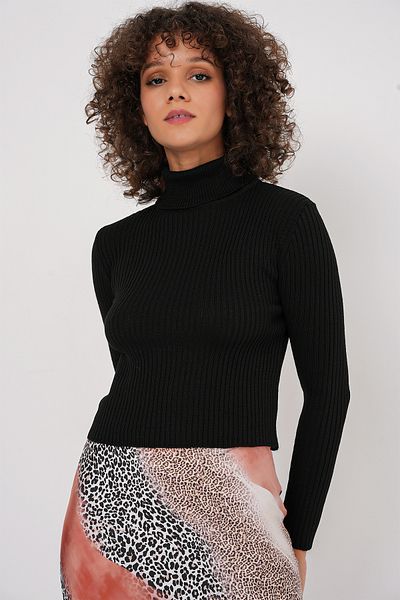 Bigdart 15896 Pulover de tricotaj cu gât - negru