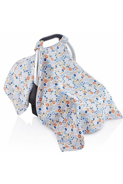 Babyjem Protectie soare din muselina pentru scaun auto 0-13 kg (Model: Inele colorate)