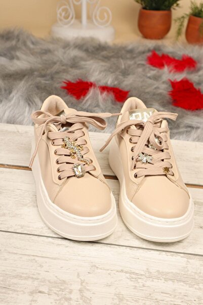 Birikon Крем-кольорові кросівки з камінцями