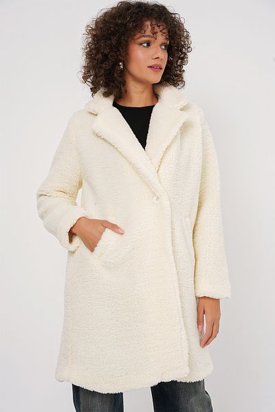 Bigdart Μοντέλο 9148 - Oversize βελούδινο εκρού παλτό