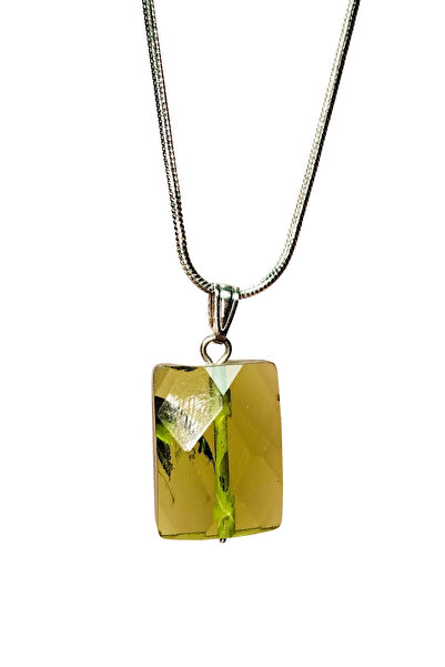 asmstore قلادة مولدافيت مصنوعة يدوياً بسلسلة من الحجر الطبيعي: 2 سم السلسلة: ...