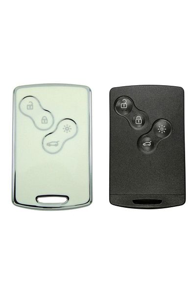 babikamium RENAULT Megane III Clio IV Card White-Silver Auto Key Control Container Case Auto Keychain