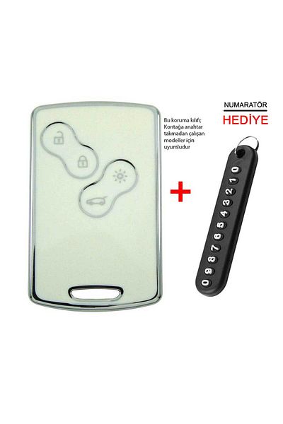 babikamium RENAULT Megane III Clio IV Card White-Silver Auto Key Control Container Case Auto Keychain
