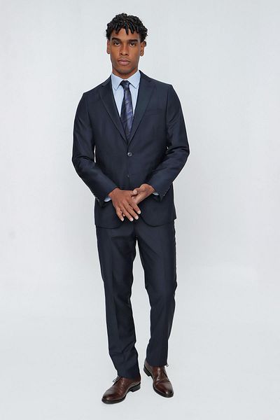 İmza Navy Blue Gabardine Mono Collar 4 Drop Comfort Fit Relaxed Cut Basic Suit1001240009