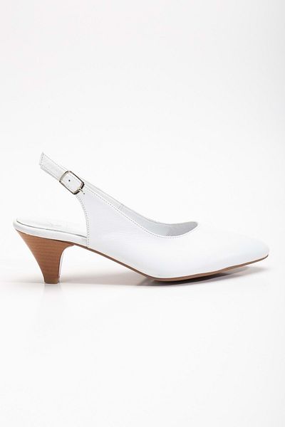 ANALİN SHOES White Genuine Leather - Ankle Strap Women's Heeled Shoes