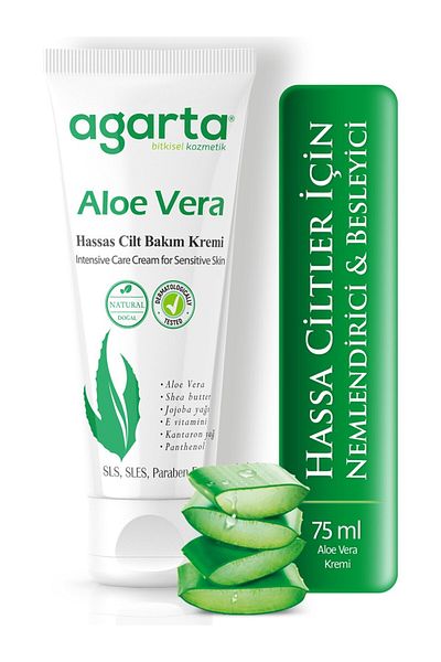 Agarta Natural Aloe Vera Moisturizing Hand and Skin Care Cream 75 ml X 3 Pieces