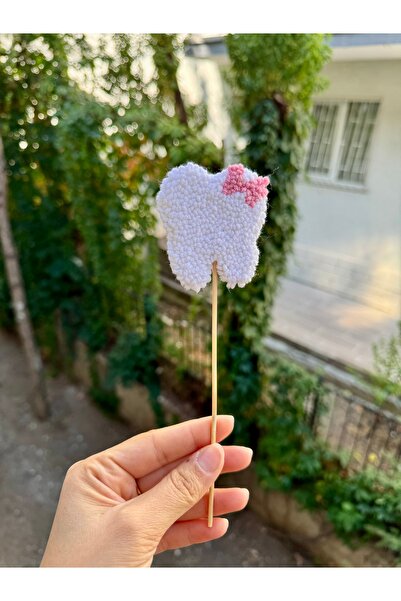 TKhome Punch Diş Partisi Kız Pembe Pasta Süsü  Dişim Çıktı Diş Buğdayı