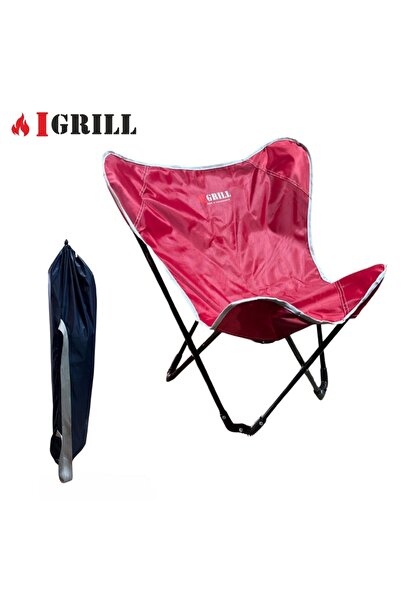 IGRILL Kırmızı Katlanır Taşıma Çantalı Portatif Kamp Sandalyesi