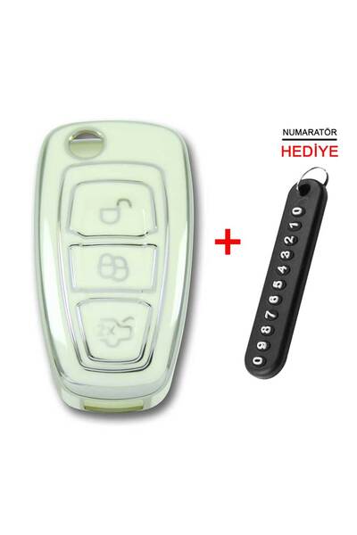 babikamium فورد فوكس مونديو 2010+ Switchblade أبيض-فضي مفتاح السيارة غطاء التحكم عن بعد سلسلة مفاتيح السيارات