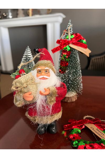 Ayd Home Red Mini Santa Claus 19 cm New Year Drawstring 1 Piece New Year Christmas New Year Bearded