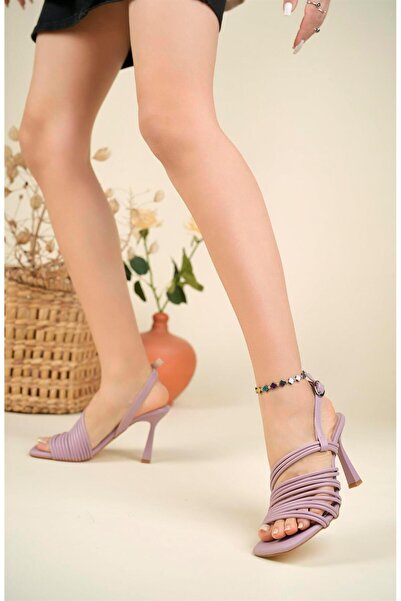 Birikon İnce Biyeli Topuklu Ayakkabı LİLA