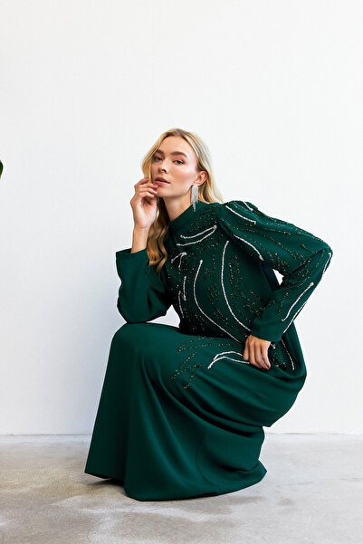 VAVİNOR Βραδινό φόρεμα με σμαραγδένια πέτρα Zeren