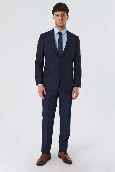 İmza Navy Blue Swallow Collar Lined 6 Drop Comfort Fit Classic Suit 1001230153
